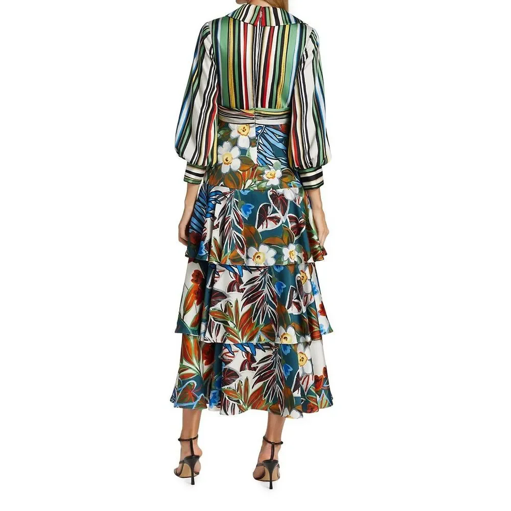 Badgley Mischka Mixed Print Tiered Shirtdress - Picture 6 of 14